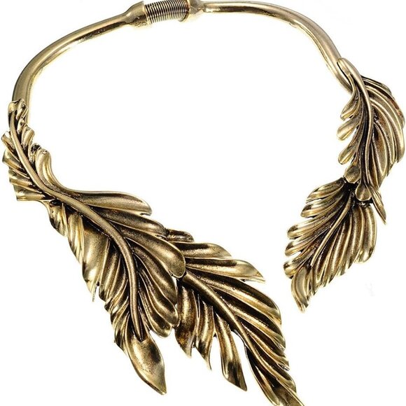 Women's Gold Alloy Statement Collar Choker Fringe Necklace for Dress Up - Picture 1 of 5
